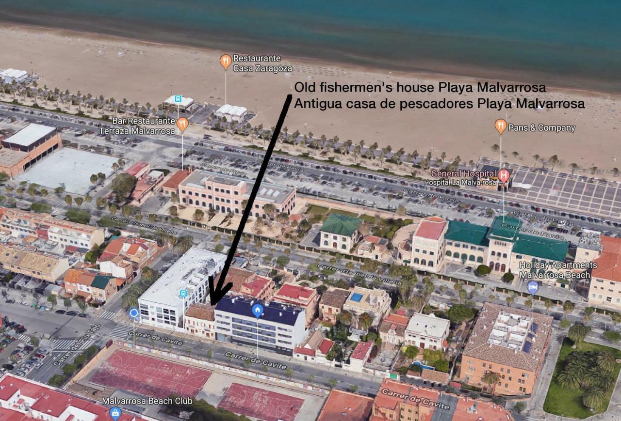 Old Fisherman'S House In Malvarrosa Beach Valencia Exterior photo